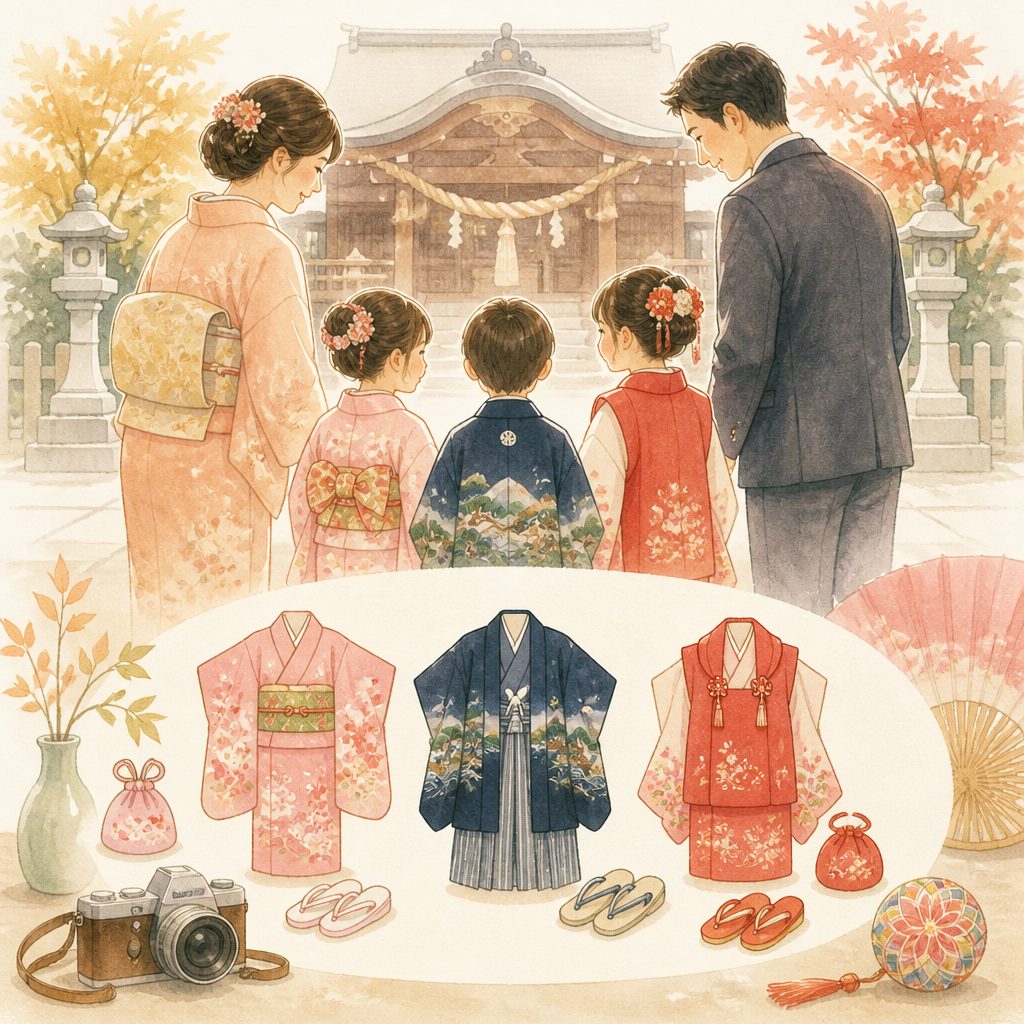 2026年七五三は何歳が対象?数え年・満年齢の早見表のイメージイラスト