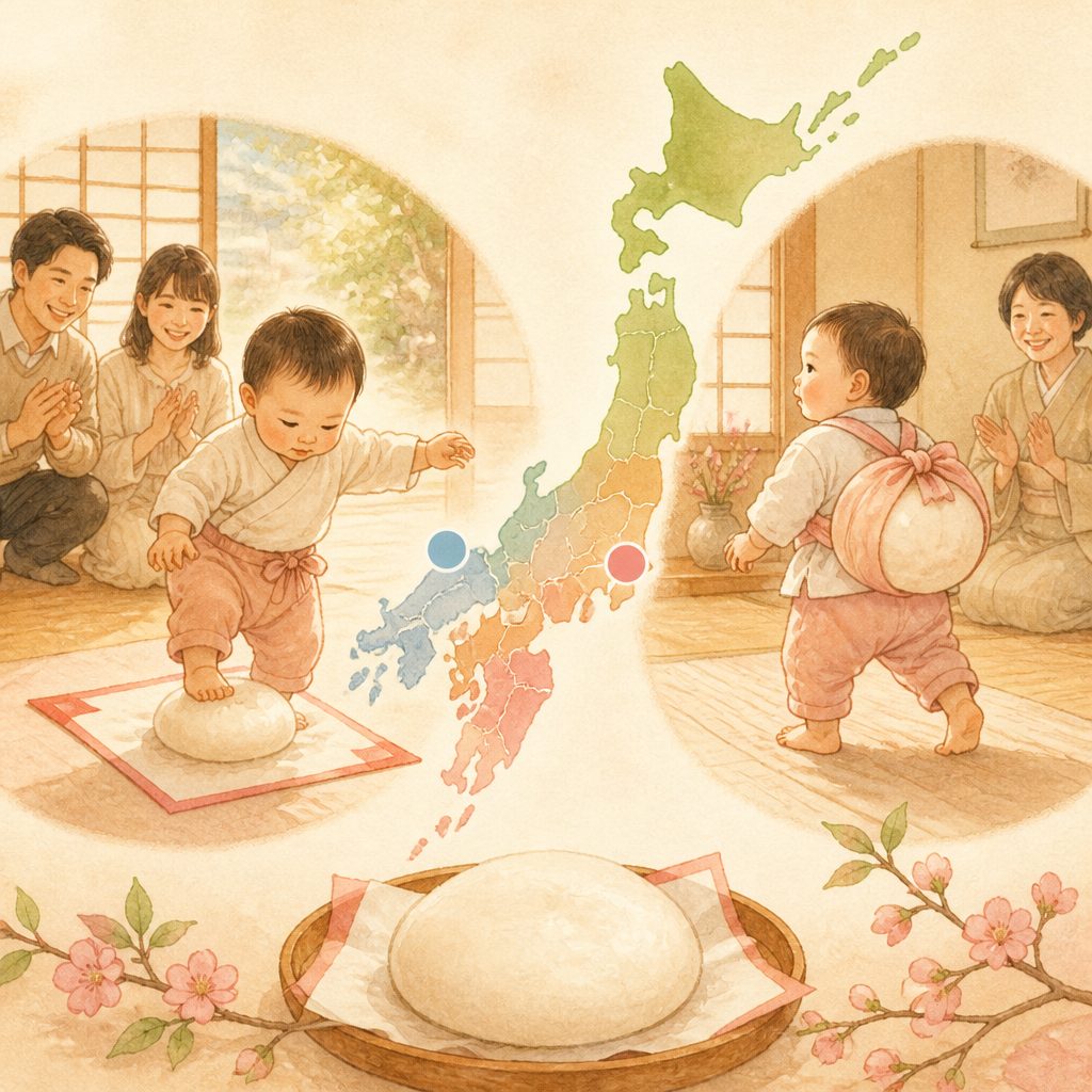 一升餅「踏む」地域はどこ?背負う地域との違いと由来を解説のイメージイラスト