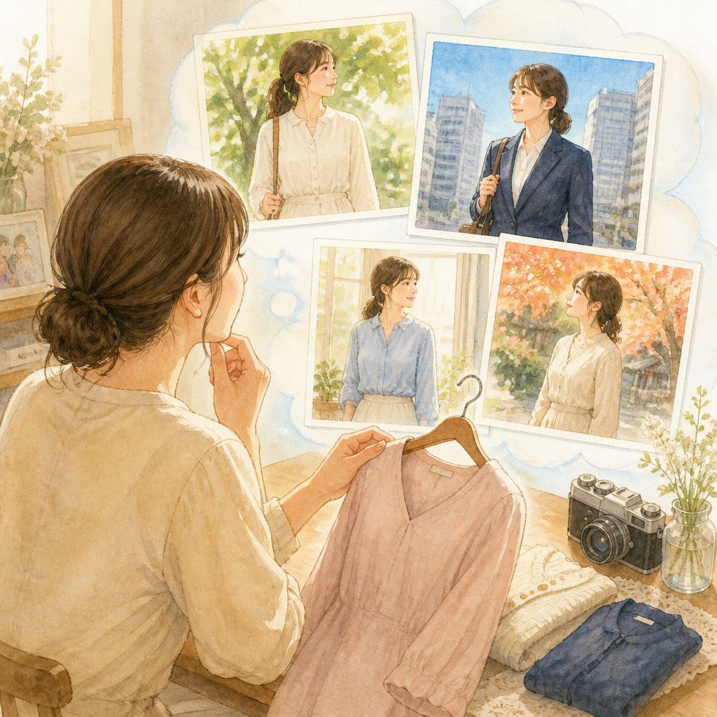 プロフィール写真の服装、シーン別に正解が違いますのイメージイラスト