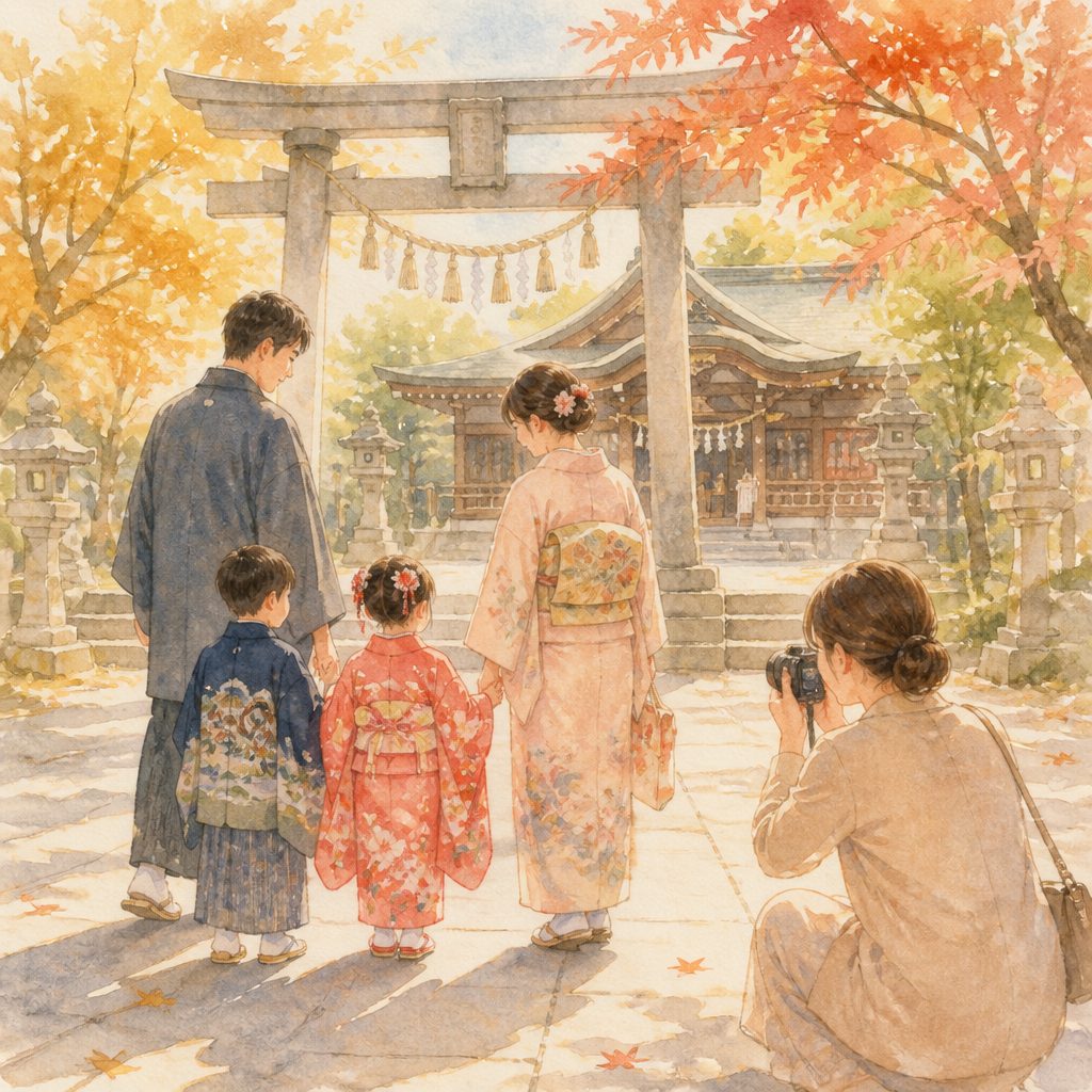 2026年の七五三、参拝日はいつがいい?11月15日は日曜ですのイメージイラスト
